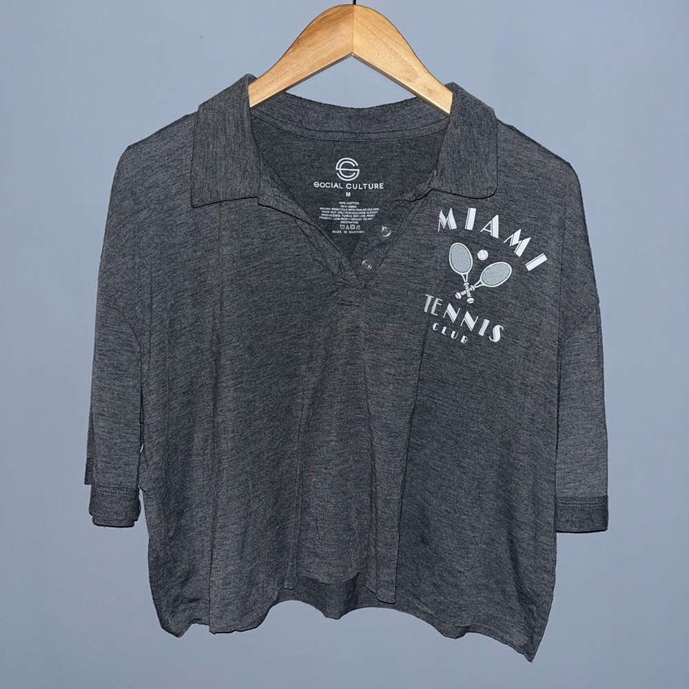 Miami Tennis‎ Club gray crop top